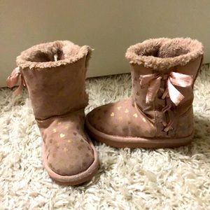 Pink and Gold Lace up Girl’s  High Boots
